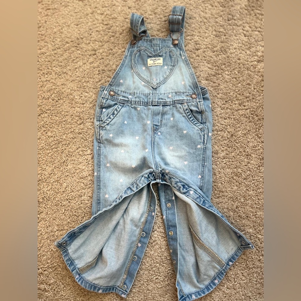 OshKosh B'gosh Light Blue Denim Overalls with White Dots